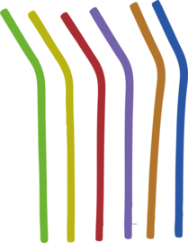 EIZOOK Silicone Straws Set - 6 Reusable Bent Straws