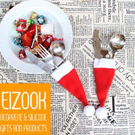 EIZOOK Multi functionele kerstmuts hoes voor bestek - 2 stuks