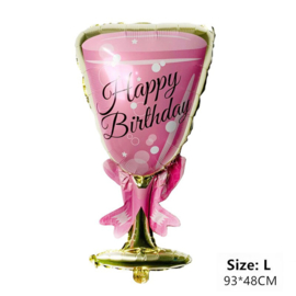 EIZOOK Feestballonnen Champagnefles + Glas roze of goud