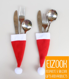 EIZOOK Multi functionele kerstmuts hoes voor bestek - 2 stuks