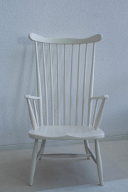 Spijlen fauteuil met hoge rugleuning - hout - vintage