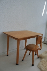 Houten schoolset tafel en stoel voor kind -1-  vintage