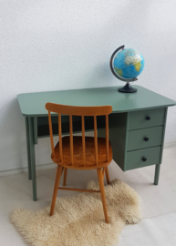 Vintage houten bureau - grijsgroen – 3 - restyle