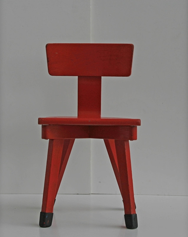 Peuter school stoeltje – hout - rood - vintage