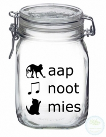 Weckpot met opdruk (1 liter) - aap noot mies