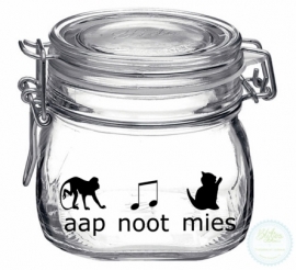 Weckpot met opdruk (0.5 liter) - aap noot mies