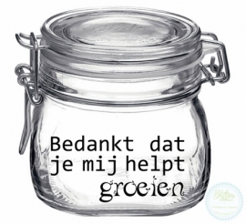 Weckpot met opdruk (0.5 liter) - bedankt dat je...