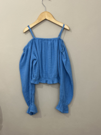 ONLY OFF SHOULDER RUFFLE BLUE
