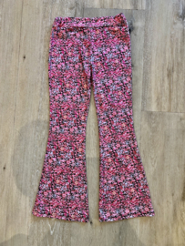 FLARED BROEK FLOWERS PINK