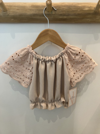 BLOUSE BEIGE RUFFLE TOP