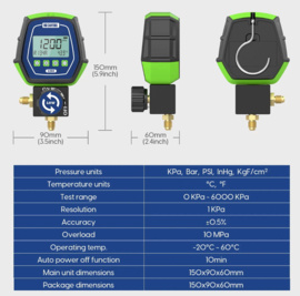 Vacuüm & Zuigdruk  meter ideaal voor split airco