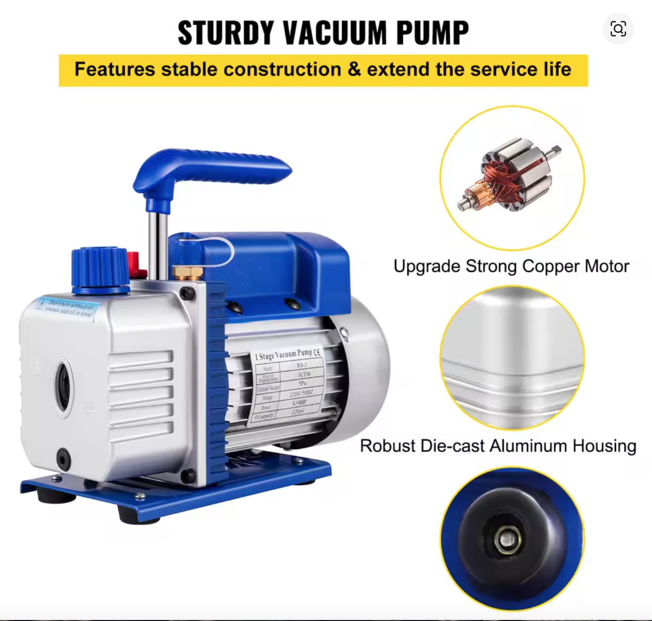 Vacuumpomp 1 traps, ideaal voor airco , plus vacuumpomp olie