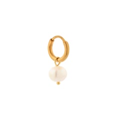 Label Kiki - Single large pearl dot hoop goud