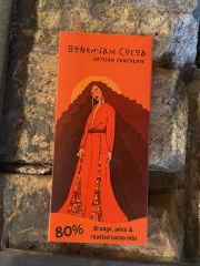 Chocoladereep 80% cacao met sinaasappel, anijs & geroosterde nibs