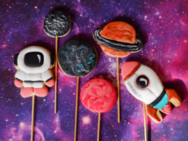 Space cookie cake topper