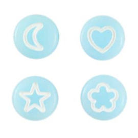 Acryl kralen met Icoontjes - 7 mm - gatgrootte 1,3 mm - 20 st - div. kleuren