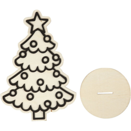Houten Kerstboom met EVA Foam details - 19,5 cm