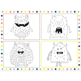 Placemats om in te kleuren - Thema Eenhoorn, Dino of Monsters - 6 st