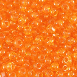 Transparante Glaskralen - afmeting 3 mm - 8/0 - Oranje - 15 gr