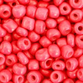 Glaskralen - afmeting 4 mm - 6/0 - Coral Red - 25 gr