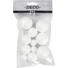 12 Styropor ballen - doorsnede 2, 3 en 4 cm