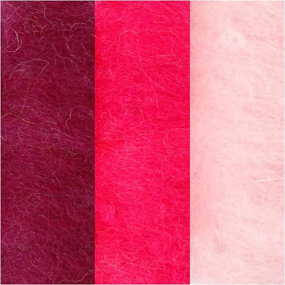 Gekaarde Wol - Paars/Rood - 3 x 10 gr