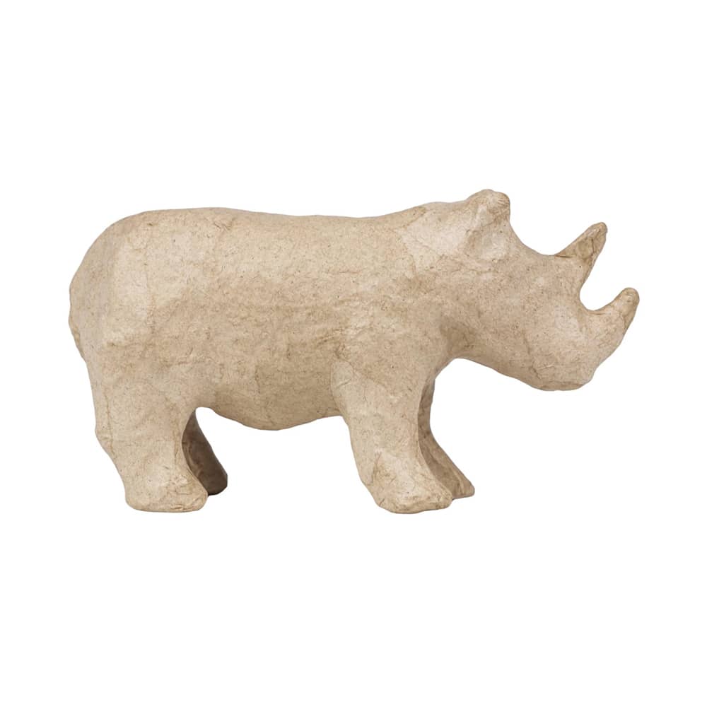 Neushoorn van papier-mache | 13 cm