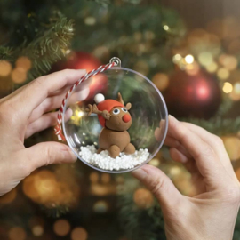 Kerstbal Rendier knutselen - Mini knutselset - 8 cm