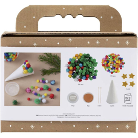 knutselpakket Kerstbomen maken met Pompons