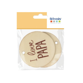 Houten Labels Papa/Mama - 6 cm - 2 st