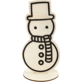 Houten Sneeuwpop met EVA Foam details - 18,5 cm