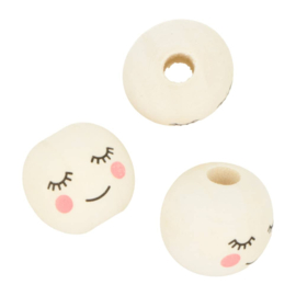 Houten Kralen Gezichtjes | Keuze uit twee versies | 10 st | 2 cm