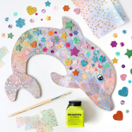Knutselidee : MDF Dolfijn versieren met Decoupage papier