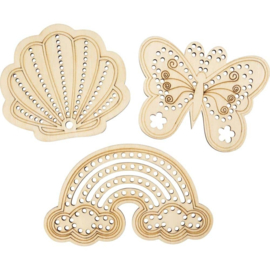 Houten Figuren met rijggaten | 3 st