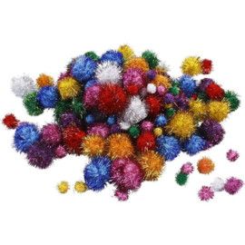 Glitter PomPoms - 15-40 mm - ca. 75 st