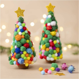 knutselpakket Kerstbomen maken met Pompons