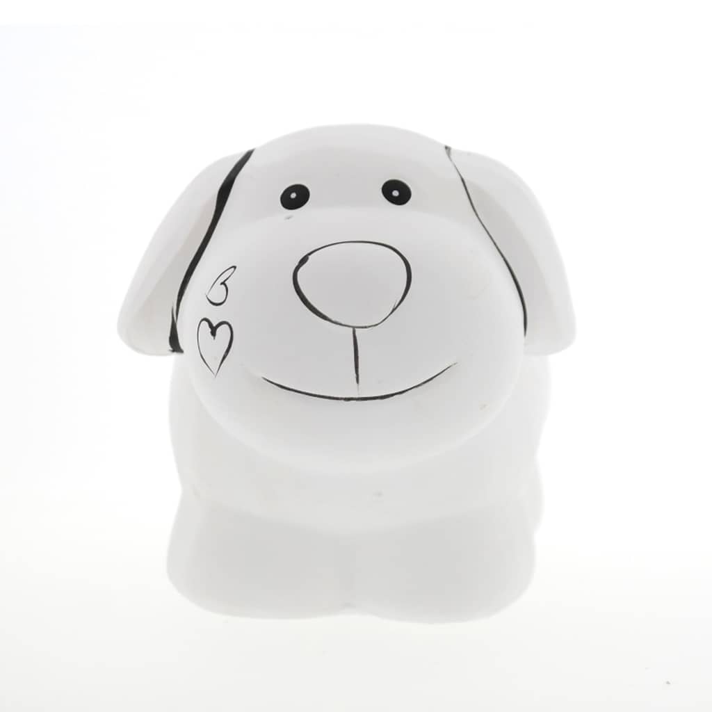 Spaarpot Hondje - wit -  12,5 x 9 cm