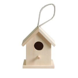 Houten Vogelhuisje Mila met ophanglus - 13 cm