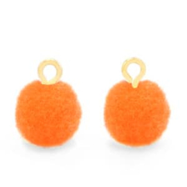 Sieraden Pompoms met gouden Oog - Div. kleuren - 10 mm - 10 st