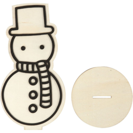 Houten Sneeuwpop met EVA Foam details - 18,5 cm