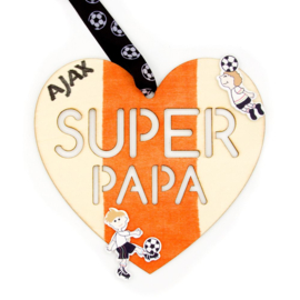 Houten Hart Super Papa - 16 cm