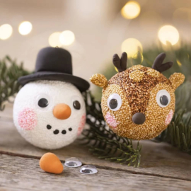 Knutselset Kerstballen maken - Sneeuwpop en Rendier