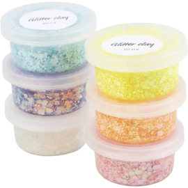 Glitter Clay | Pastel kleuren | 6 x 20 ml