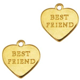 Metalen Hanger 'Best Friend' - goudkleurig - 15 x 15 mm
