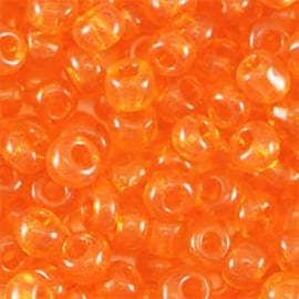 Transparante Glaskralen - afmeting 4 mm - 6/0 - Oranje - 15 gr