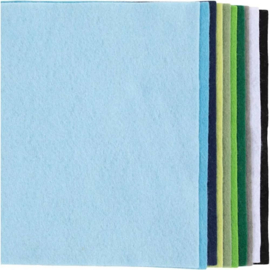 Hobbyvilt - 21 x 30 cm - 10 vellen - Blauw/Groen