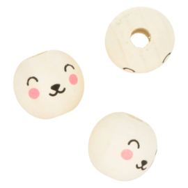 Houten Kralen Gezichtjes | Keuze uit twee versies | 10 st | 2 cm