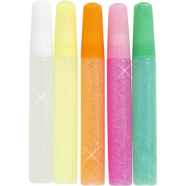 5 Kleuren Glitterlijm Pastel - 5 x 10 ml