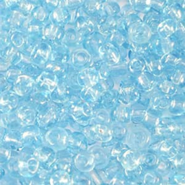 Transparante Glaskralen - afmeting 3 mm - 8/0 - Lichtblauw - 15 gr