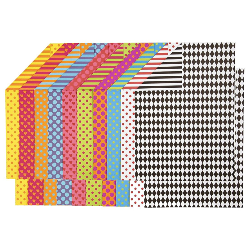 Gekleurd Karton met motieven - A4 - 250 gr - vellen | KARTON | Creapost
